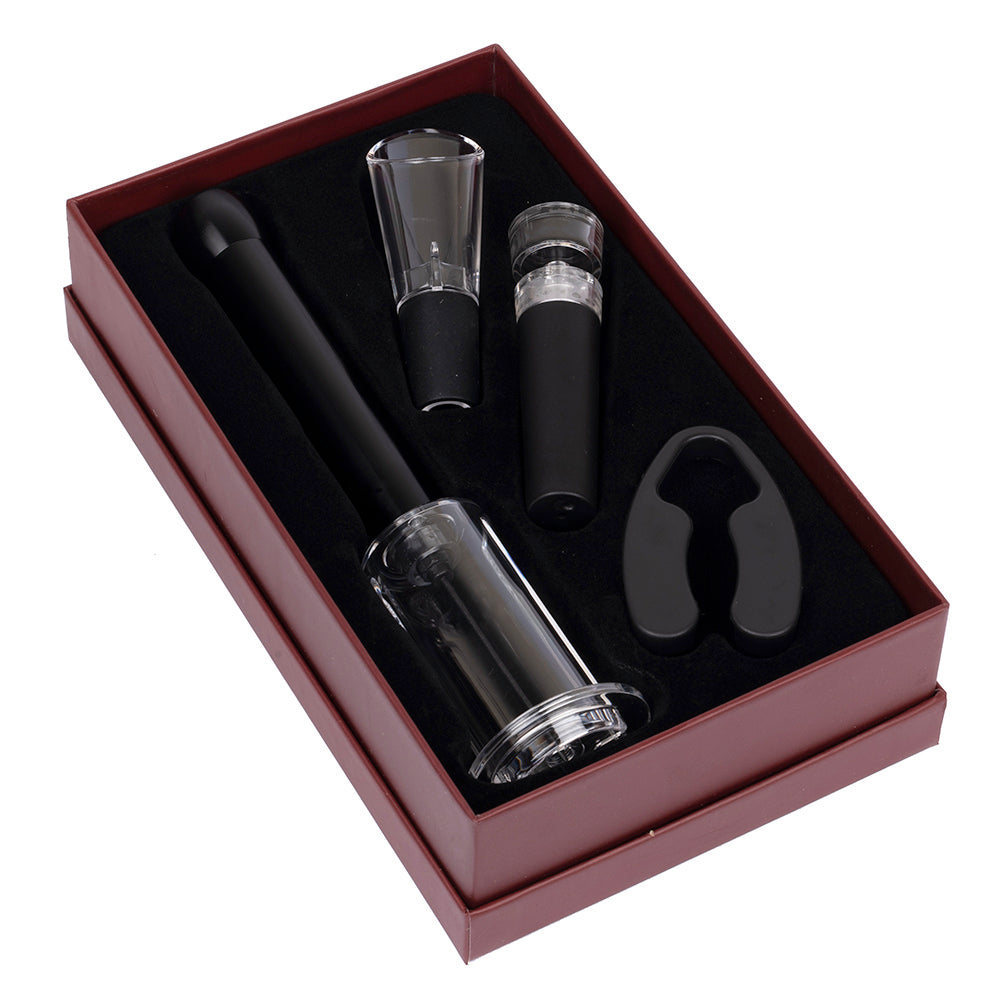 4Piece Wine Accessories Kit Burgundy Respire
